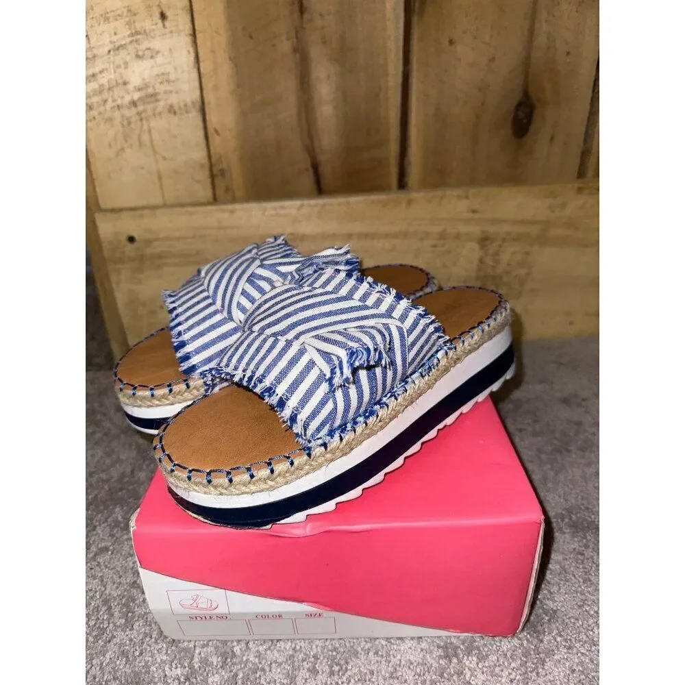 Nature‎ Breeze Blue Juilliard-01 Slip On Sandler Size 6.5